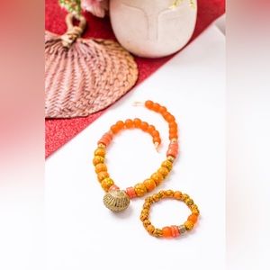 Necklace made with glass beads and Ashanti brass